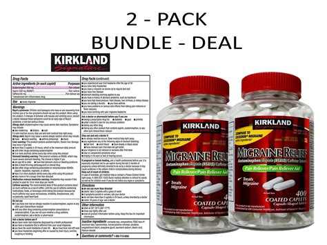 Kirkland Signature Migraine Relief 400 Coated Caplets 2 Pack In