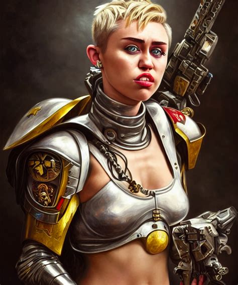 Krea Ai Miley Cyrus As Warhammer K Battle Sister Port