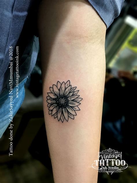 Sunflower Tattoo Small Outline