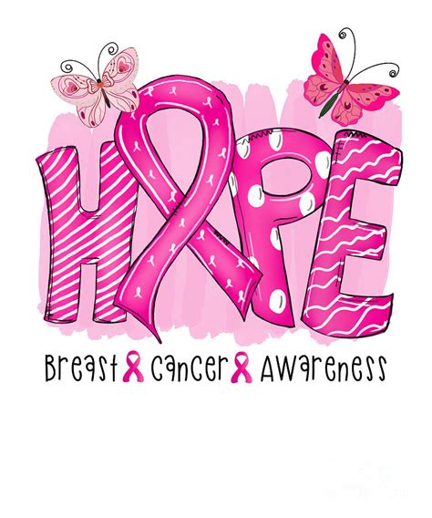 Breast Cancer Hope Raise Awareness Pink Ribbon Digital Art By Amusing