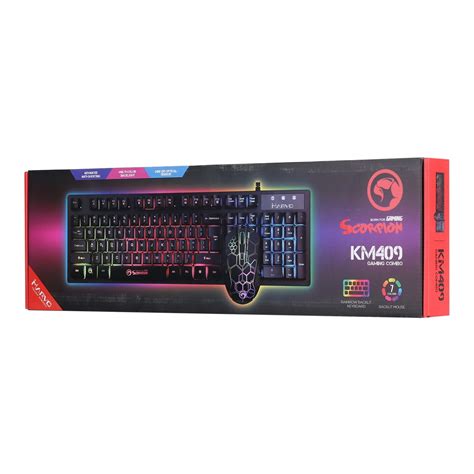 Marvo Scorpion KM409 7 Colour LED USB Gaming Keyboard Mouse Set