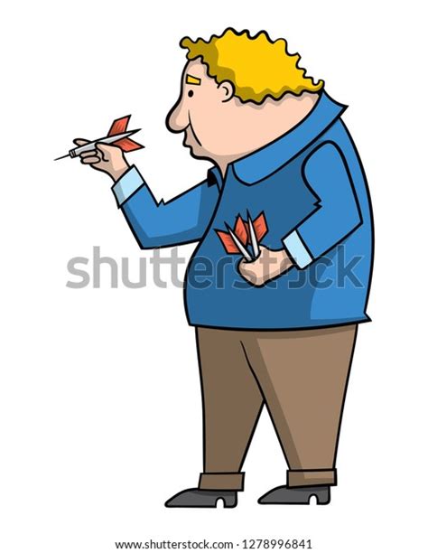 Illustration Cartoon Man Throwing Darts Stock Vector Royalty Free