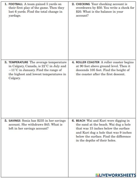 Integers Word Problems Worksheet With Answer Key Add Subtract