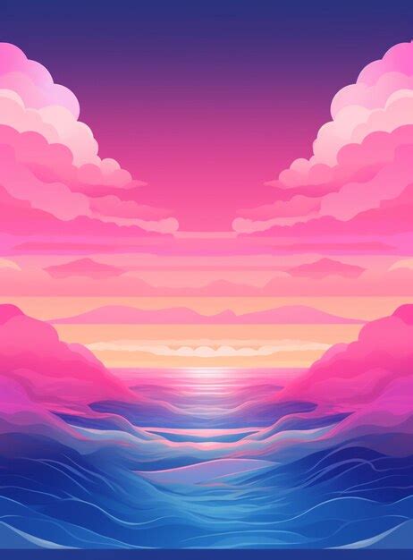 Premium AI Image | a cartoon style illustration of a sunset over the ...