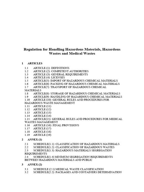 Regulation For Handling Hazardous Materials | PDF | Waste | Dangerous Goods