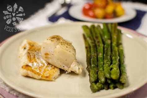 Cod Fish With Saute Asparagus And Hollandaise Sauce Vessys Day