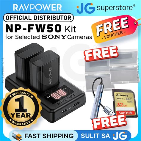 Ravpower Pack Np Fw Npfw Battery Dual Charger For Sony Camera