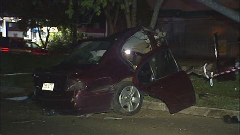 Man Dies After Car Hits Light Pole And Breaks Up Abc News