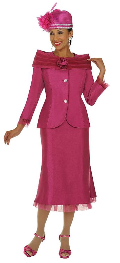 French Novelty Gmi G Womens Church Suit With Ruffle