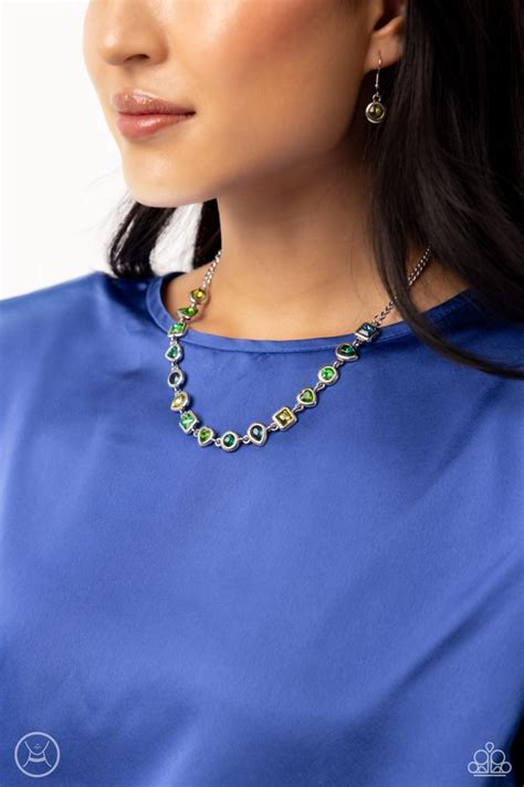 Paparazzi Necklace ~ Abstract Admirer Green Paparazzi Jewelry Online Store