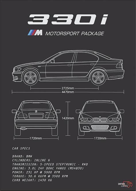 Bmw 330i E46 Serie 3 Sedan - Blueprint Interlakes Digital Art by ...