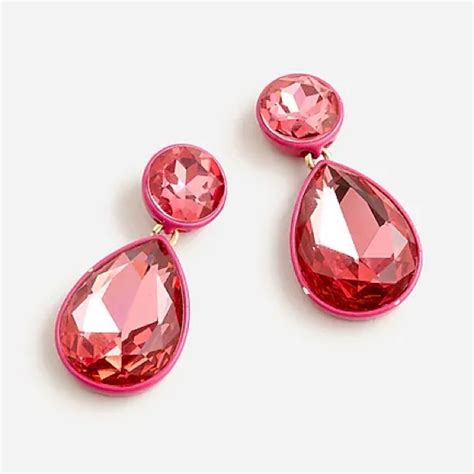 J Crew Jewelry J Crew Sparkly Teardrop Earrings Fuschia Poshmark