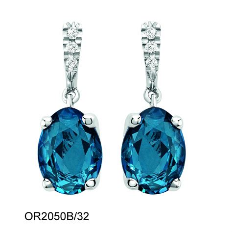 Earrings White Gold Diamonds London Blue Topaz Ferraris