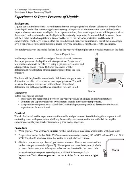 Experiment 6: Vapor Pressure of Liquids Experiment 6: Vapor Pressure of ...