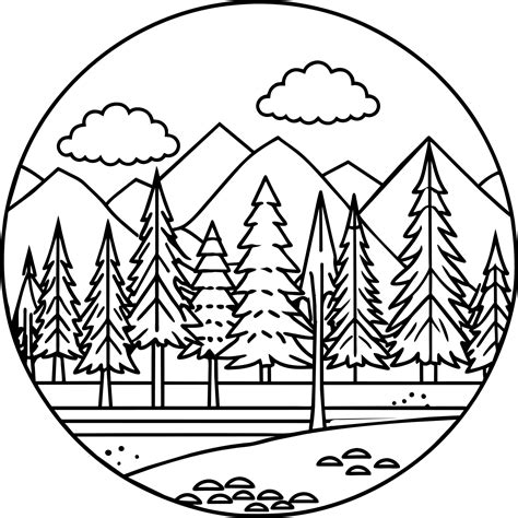 Forest Background outline illustration digital coloring book page line ...