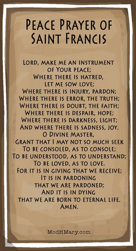 Free Printable Prayer Of St Francis Of Assisi