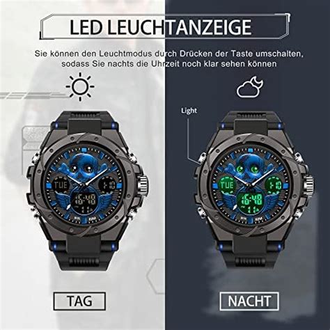 Findtime Herren Uhren Digital Milit R Sport Outdoor Totenkopf Motiv