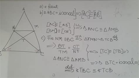 N Triunghiul Isoscel Abc Cu Ab Ac Se Consider Punctele M Apar Ine Lui