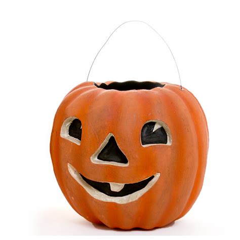 Classic Jack O Lantern Papier Mâché Halloween Candy Bucket Hudson Grace