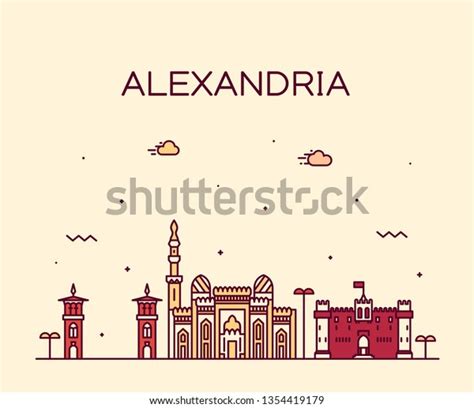 Alexandria Skyline Egypt Trendy Vector Illustration Stock Vector ...