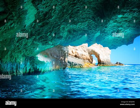 Blue Cave Beautiful Natural Landscape Of Zakinthos Island Greece