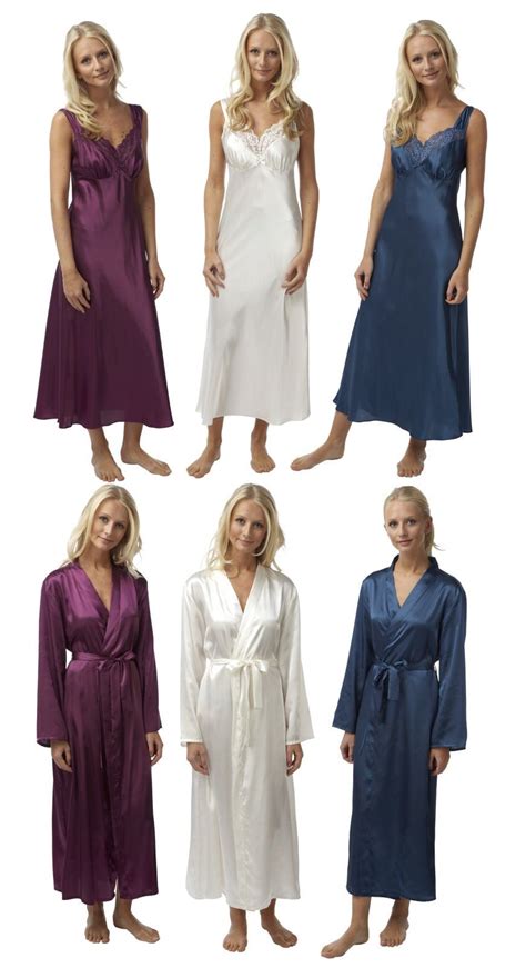 Ladies Long Satin Robe Wrap Deep Lace Plus Size Nightwear Sleepwear Ebay