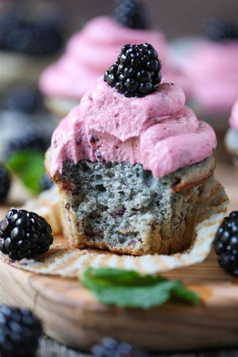 Blackberry Cupcakes With Blackberry Buttercream Pink Owl Kitchen