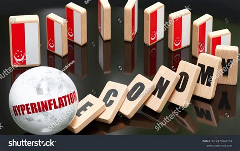 Singapore Hyperinflation Economy Domino Effect Chain Stock Illustration