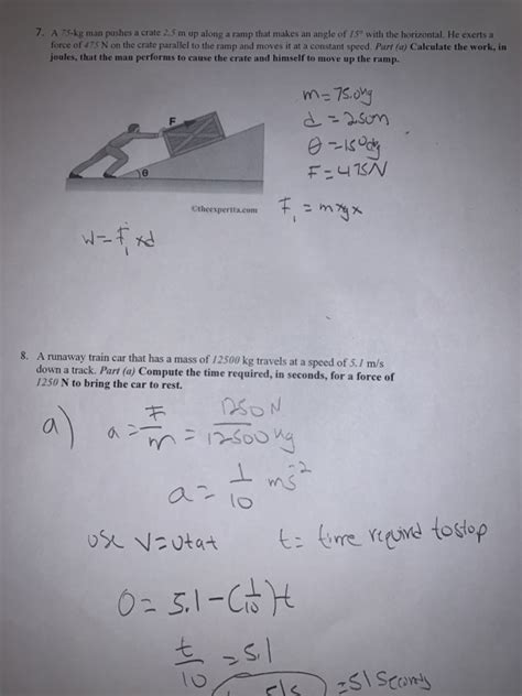 Solved 7 A 75 Kg Man Pushes A Crate 2 5 M Up Along A Ramp Chegg
