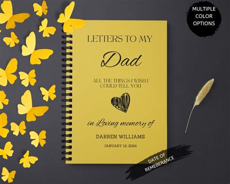 Loss Of Father Memorial Gift Journal Dad Loss Grief Journal Letters