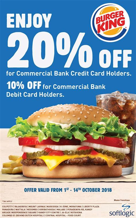 Enjoy 20% Off at Burger King for Combank Cardholders.