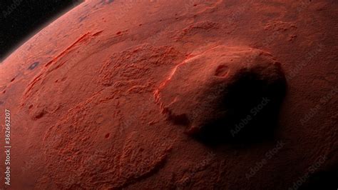 Olympus Mons Volcano On Planet Mars Largest Volcano In The Solar System Ilustração Do Stock