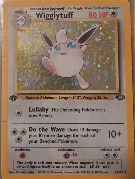 St Edition Wigglytuff Holo Pok Mon Jungle Set Lp Ebay