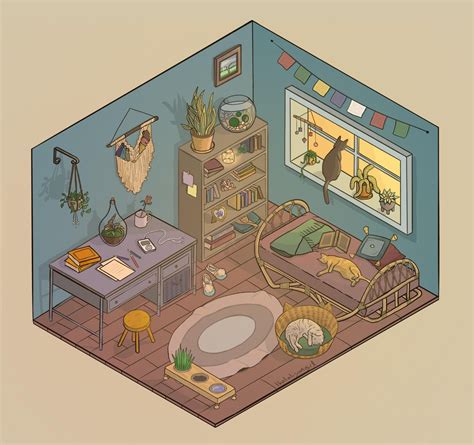 Isometric Room Isometric Art Isometric Illustration Isometric Drawing