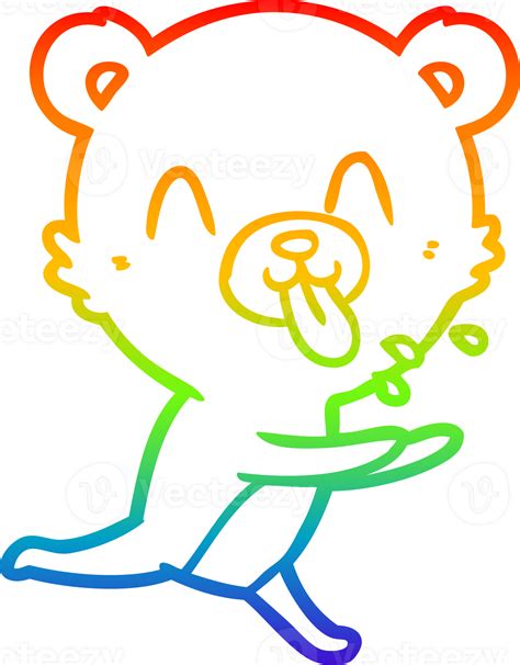 Rainbow Gradient Line Drawing Rude Cartoon Polar Bear Sticking Out Tongue 44953133 Png