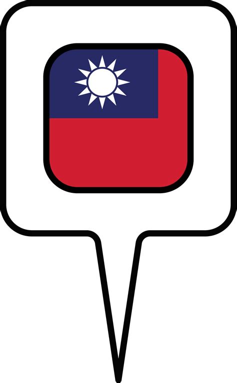 Taiwan Flag Map Pointer Icon Square Design Png