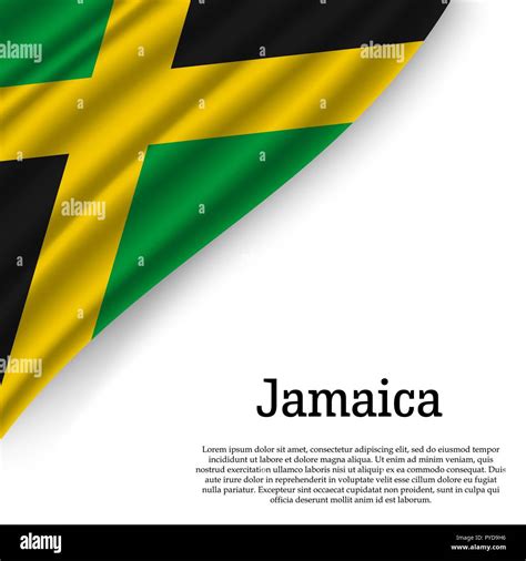 Ondeando La Bandera De Jamaica Sobre Fondo Blanco Plantilla Para El