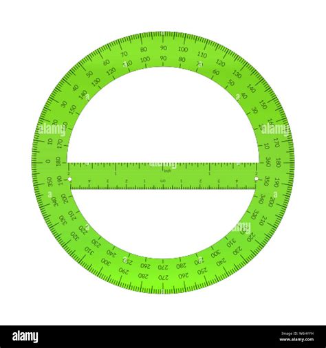 Plastic Circular Protractor With A Ruler In Metric And Imperial Units