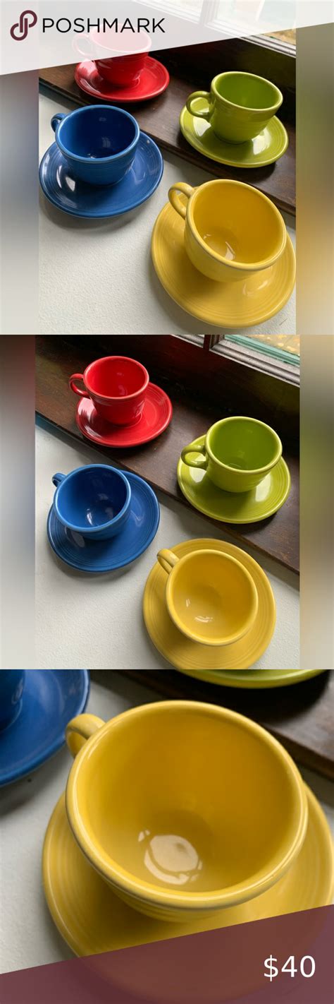 Fiestaware Cups And Saucers Multicolor Cup And Saucer Fiestaware