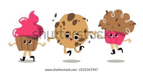 Funny Food Cartoon Characters Cute Faces Stock Vector (Royalty Free ...