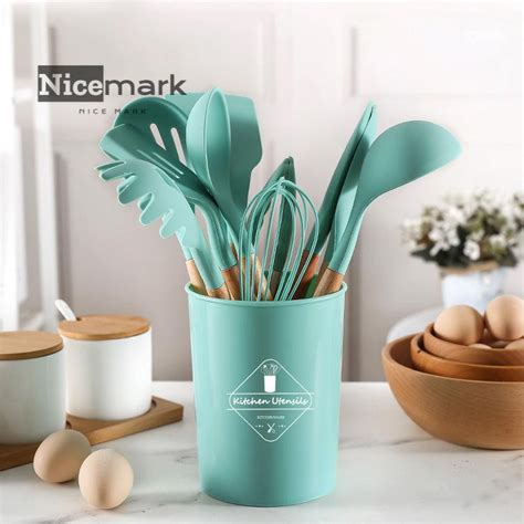 Jual Spatula Silikon Set Gagang Kayu Tahan Panas Alat Masak Tempat