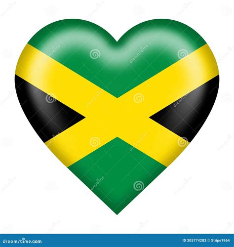 Jamaica Flag Heart Button With Clipping Path Stock Illustration