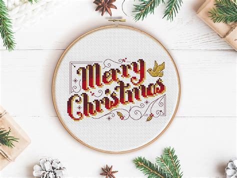 Merry Christmas Cross Stitch Pattern Digital Format Pdf Etsy