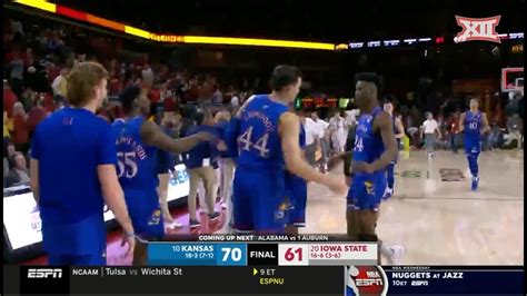 No 10 Kansas Vs No 20 Iowa State Men S Basketball Highlights YouTube