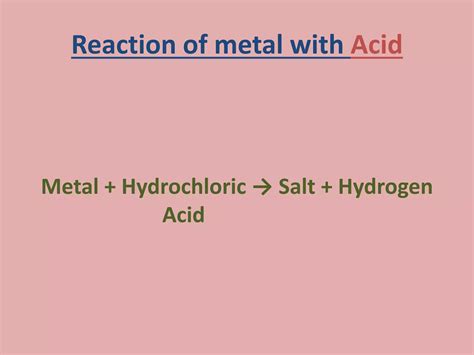 PPT for Reaction of metals with acid | PPT