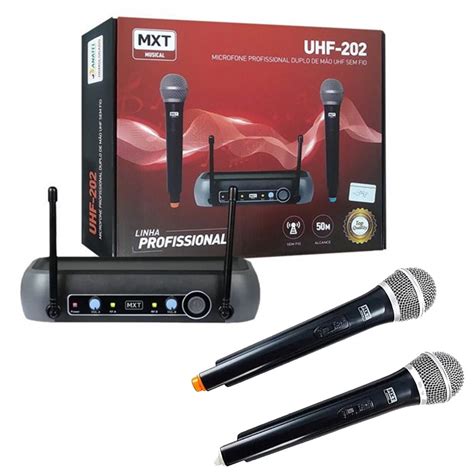 Microfone Profissional Sem Fio Duplo Mxt UHF 202 Submarino