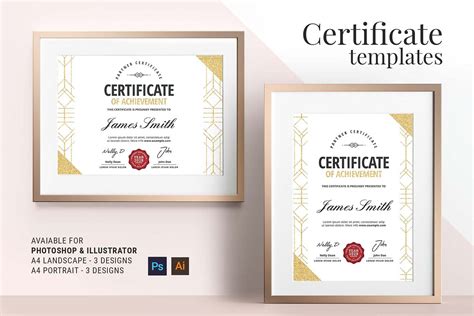 Art Deco Certificate Templates Vol 2 PSD Vector Ai BrandPacks