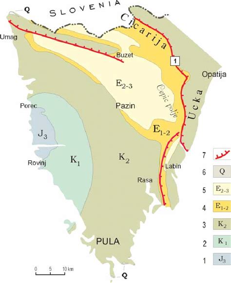 Simplified geological map of the Istrian Peninsula (modified after... | Download Scientific Diagram