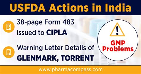 FDA Issues Form 483 To Cipla Warning Letters To Torrent Glenmark