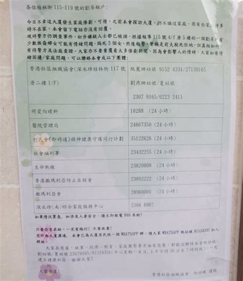 深水埗倫常命案｜警續圍封兇案單位調查 街坊門外放食物悼念女童 新浪香港